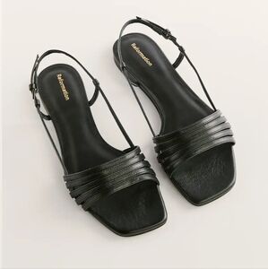 Reformation Millie Lattice Black Flat Sandals